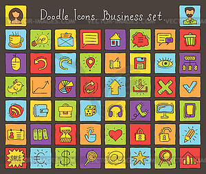 Colored doodle icons. Business set - stock vector clipart