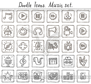 Doodle icons. Music set - vector clipart