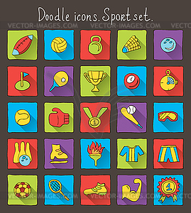 Colored doodle icons with shadow. Sport set - royalty-free vector image