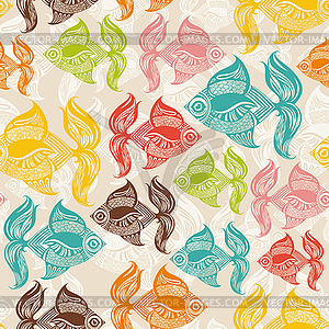 Seamless pattern with colored fishes - vector image