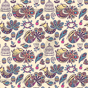 Seamless pattern with birds of paradise - vector clip art