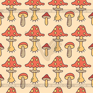 Autumn seamless pattern with mushrooms - vector image