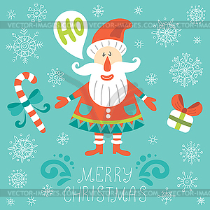 Рождественская открытка с Санта-Клаусом - клипарт в векторном виде
