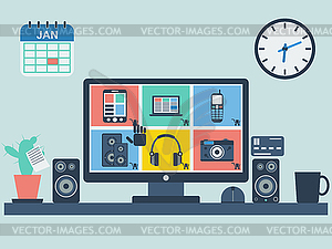 Покупки иллюстрация онлайн - клипарт в векторе / векторное изображение