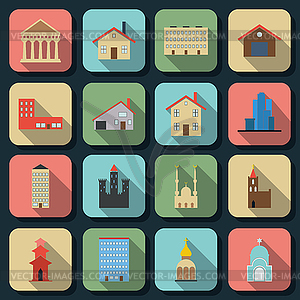 Buildings icons collection - vector image