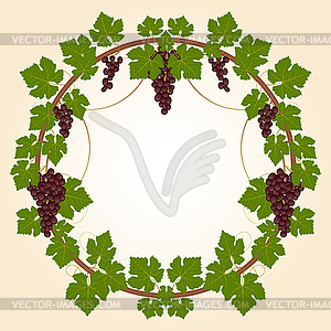 Grape round frame - vector clipart