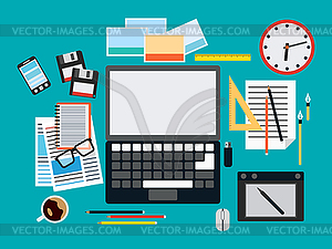 Designer workplace - color vector clipart