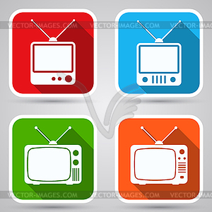 Retro TV set icons - vector clip art