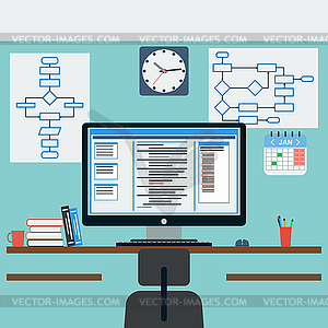 Programmer workplace - vector image