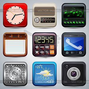 Realistic application icons - vector image