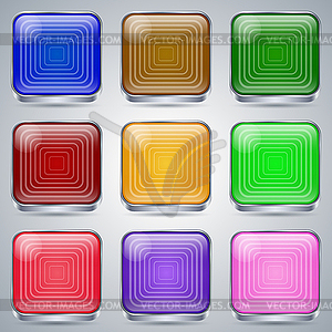 Square glass buttons - vector clipart