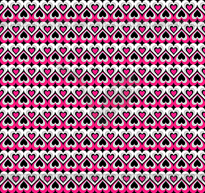 Black-wight-pink hearts texture - vector image