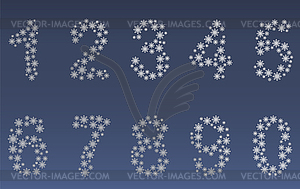 Numbers made by snowflakes - vector image