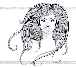 Woman with Long Hair - vector image