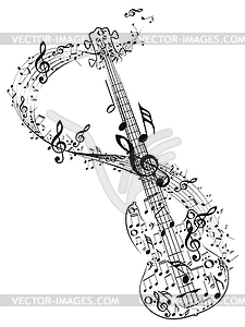 Guitar and Music Notes - vector clipart