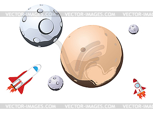 Pluton and Spaceships - vector image