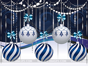 Синий и белый Рождество Мячи - иллюстрация в векторе