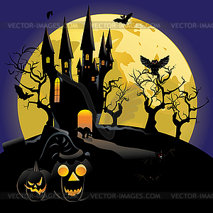 Haunted Halloween Castle - vector clipart