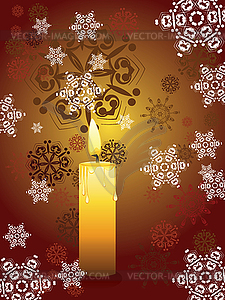 Candle and Snowflakes - vector clip art