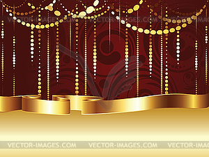 Swirls and Gold Ribbon - vector clipart