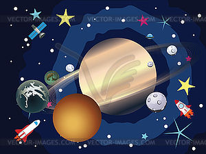 Saturn in Space - vector EPS clipart