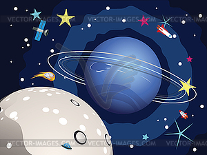 Neptune Planet in Space - color vector clipart