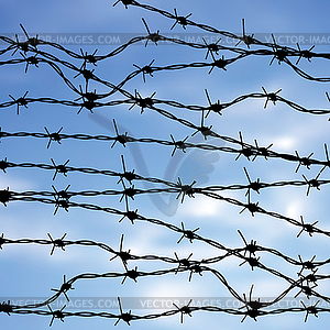 Barbed Wire Against Sky - vector clipart