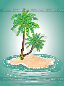 Palm Tree on Island - vector image