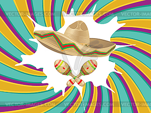 Sombrero and Maracas - vector clipart