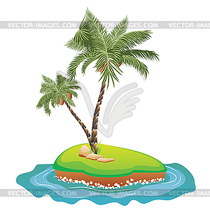 Palm Tree on Island - vector clipart