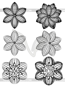 Simple Black and White Flowers - vector image