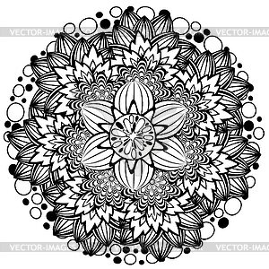 Flower Ornament Black and White - vector image