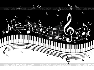 Piano Keyboard with Music Notes - stock vector clipart