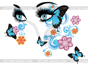 Summer Eyes with Floral - vector clipart