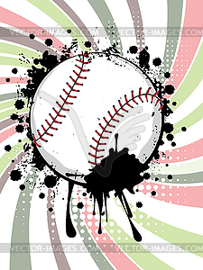 Baseball Ball on Background with Rays - vector clip art