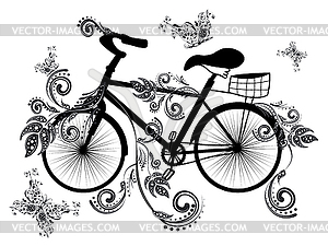 Bicycle and Floral Ornament - vector clipart