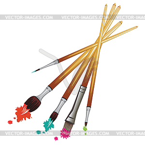 Artist Brushes with Paint - color vector clipart