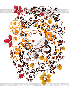 Autumn Girl with Floral - vector image