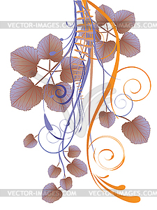 Fall Leaves on Ornament - vector clipart