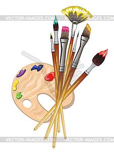 Brushes and Palette - vector clipart