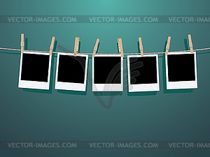 Photo Frames on Rope - vector clip art