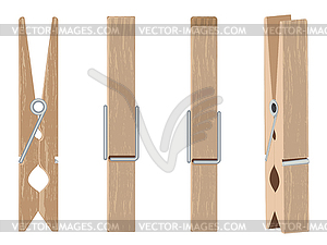 Wooden Clothespin Set - color vector clipart