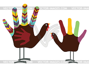 Hand Turkey Bird - vector image