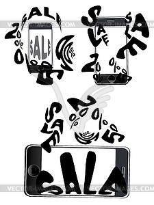 Smartphone with Sale Word - vector image