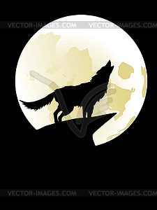 Wolf Howling at Moon - vector clipart