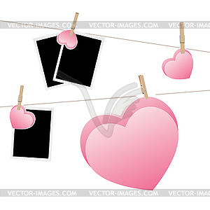 Heart with Film Frame on Rope - vector image