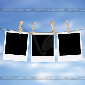 Photo Frames on Rope - vector image