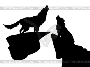 Silhouettes of Wolves - vector EPS clipart