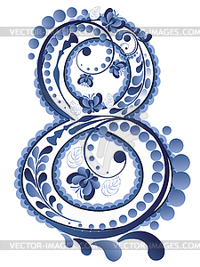 Blue Floral Eight - vector image