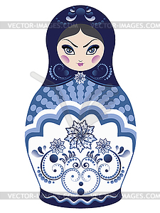 Blue Matryoshka Doll - vector image